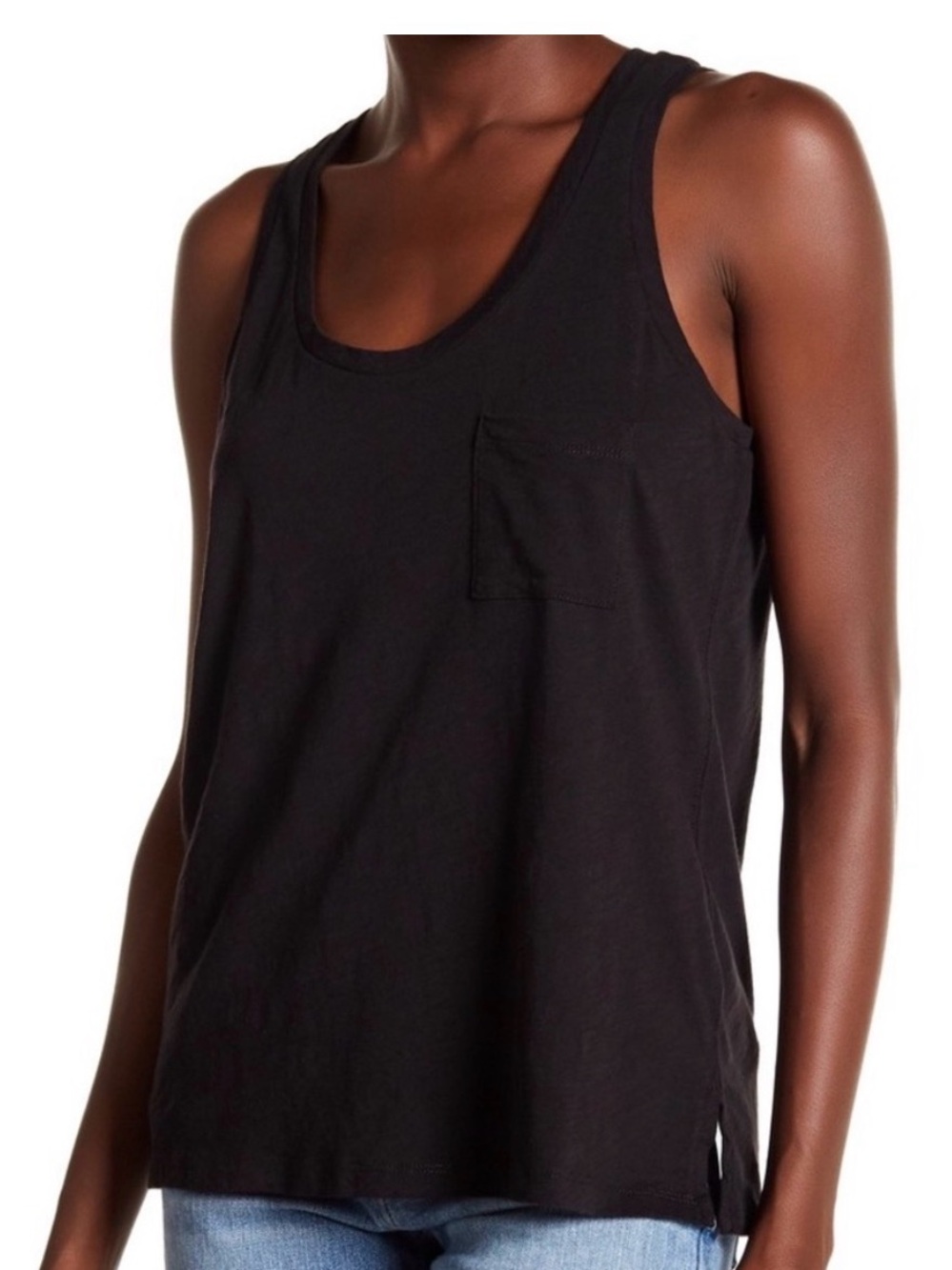 Madewell Black Scoop Neck Tank with Chest Pocket